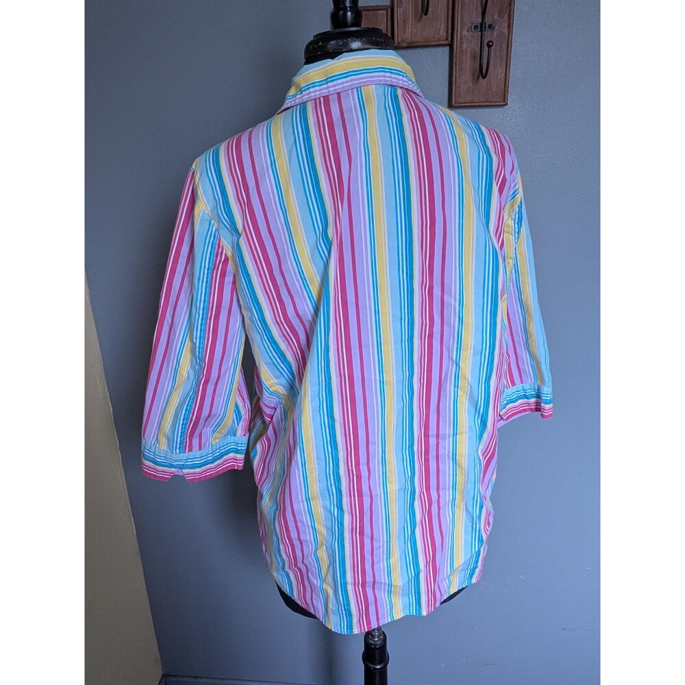 Vintage 80s Candy Stripe Blouse Size Large - Picture 3 of 13